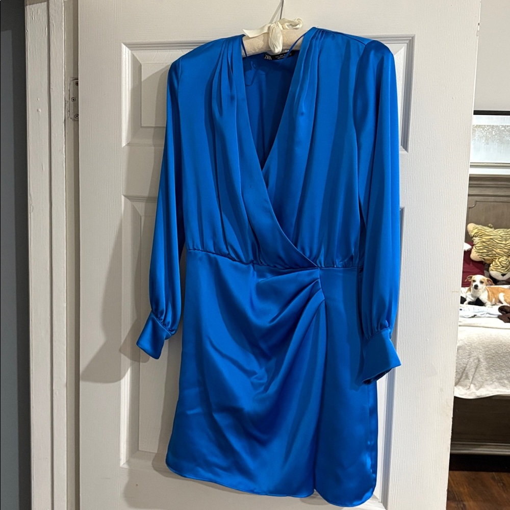 Zara Elegant Blue Wrap Dress